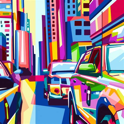 City Cabs Modern Abstract Colorful Pop Art Wall Art | Pop art canvas, Pop art painting, Pop art