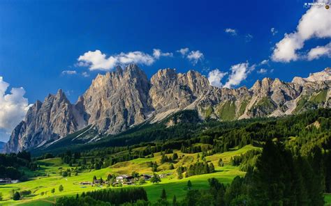 Bavaria, Germany, woods, Houses, Mountains - For desktop wallpapers: 1920x1200