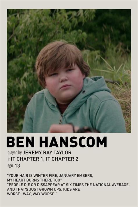 Ben Hanscom it chapter 1 character Polaroid | Movie character posters ...