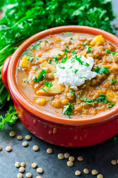 Easy Lentil Soup Recipe - Vegetarian and Vegan - Peas and Crayons