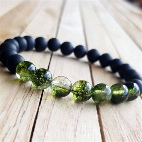 8-10 mm Genuine Green Phantom Quartz Braceletmen women yoga | Etsy ...