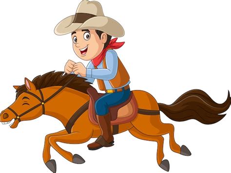 Premium Vector | Cartoon cowboy riding on a horse