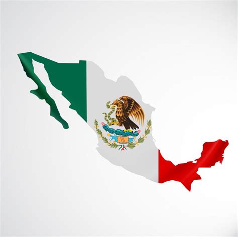 Map of Mexico flag: Mexico map with flag inside