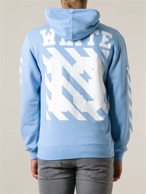 Off White Blue Hoodie Mens - canvas-ly