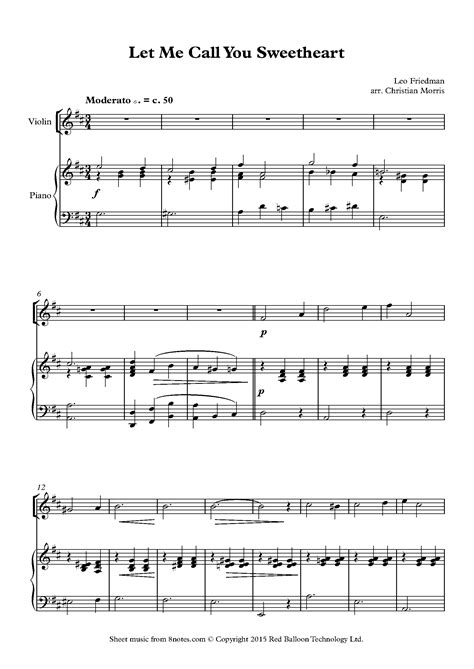 Leo Friedman - Let Me Call You Sweetheart sheet music for Violin ...