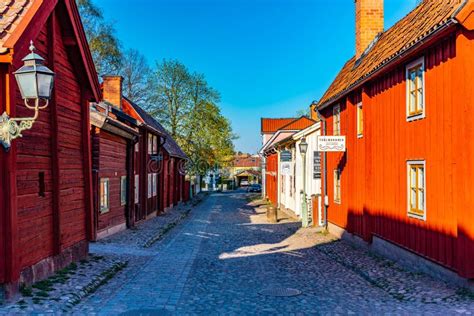 LINKOPING, SWEDEN, APRIL 23, 2019: View of Traditional Timber Houses in ...