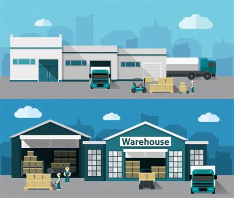 Free Vector | Warehouse flat banner set | Warehouse design, Warehouse ...