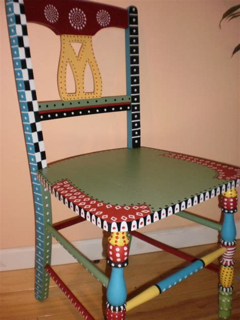 Items similar to Whimsical Hand Painted Folk Art Chair-Gypsy Folk Art ...