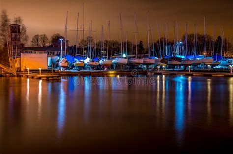 Yacht harbor at night stock photo. Image of vessel, ship - 63266416