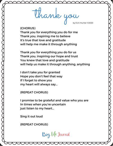 Thank You Song Lyrics by Big Life Journal - Issuu