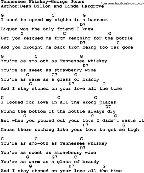 Country Music:Tennessee Whiskey-George Jones Lyrics and Chords