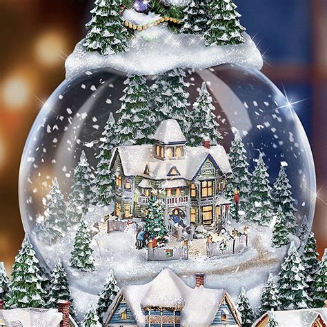 Amazon.com: Thomas Kinkade "Wondrous Winter" Musical Tabletop Christmas Tree With Snowglobe ...