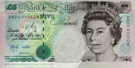 SCWPM P385b 5 Pounds British Banknote Uncirculated UNC (2000) | Kate's Paper Money