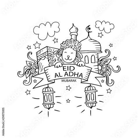 Eid AL - Adha doodles. Hand drawing illustration. Stock Illustration ...