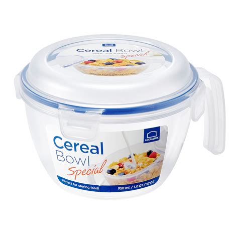 Buy Plastic 950ml Cereal Bowl with Airtight Clip on Lid