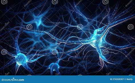 Neuron Cells with Light Impulses Stock Illustration - Illustration of ...