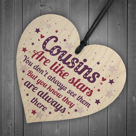 Cousin Heart Plaque Wooden Cousin Birthday Card Male Female Christmas Gifts Sign 5056293506281 ...