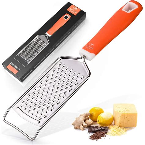 Professional Cheese Grater Stainless Steel - Durable Rust-Proof Metal Lemon Zester Grater With ...