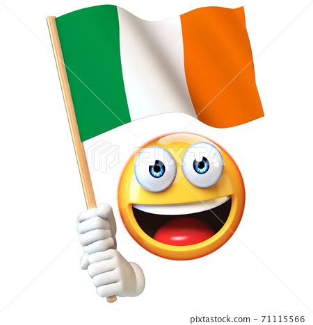 Emoji holding Irish flag, emoticon waving... - Stock Illustration [71115566] - PIXTA