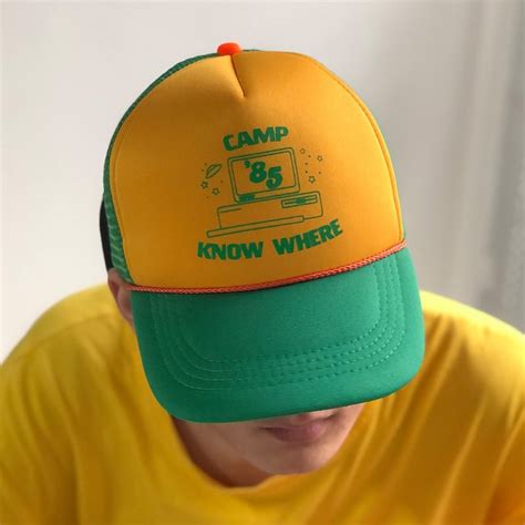 Stranger Things 3 Dustin Hat Retro Mesh Trucker Cap Yellow Green 85 Know Where Baseball Cap