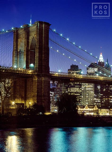 View of the Brooklyn Bridge at Night - Framed Photo - PROKOS