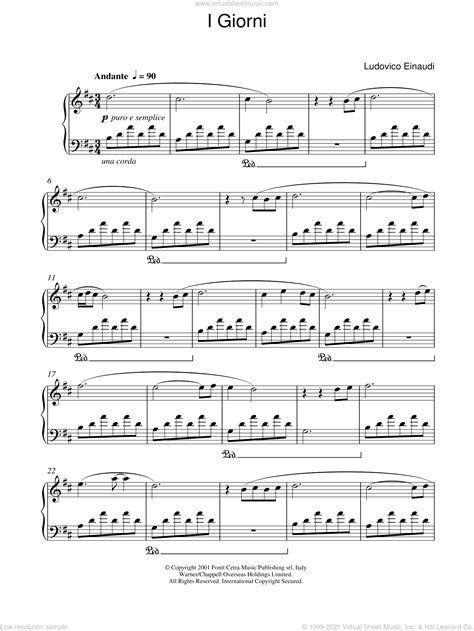 Einaudi - I Giorni sheet music for piano solo [PDF-interactive]