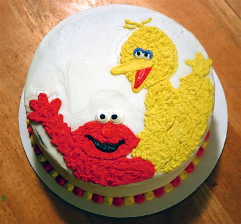 Elmo And Big Bird Cake - CakeCentral.com