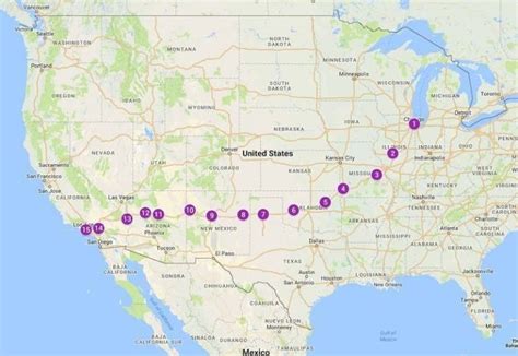 2 week Route 66 itinerary map USA road trip Road Trip Route 66, Road ...