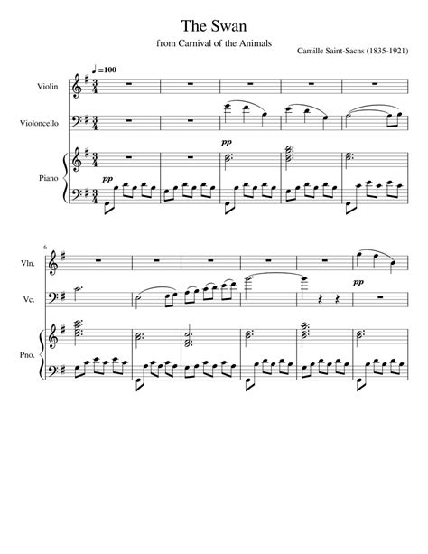 The_Swan Sheet music for Piano, Violin, Cello (Piano Trio) | Musescore.com