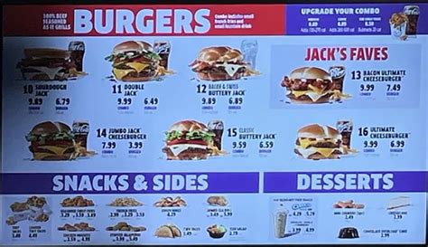 Jack In The Box menu – SLC menu