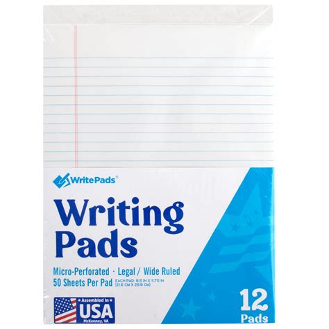 Letter Size Writing Pad Wide Ruled - 50 Sheets — BagsInBulk.com