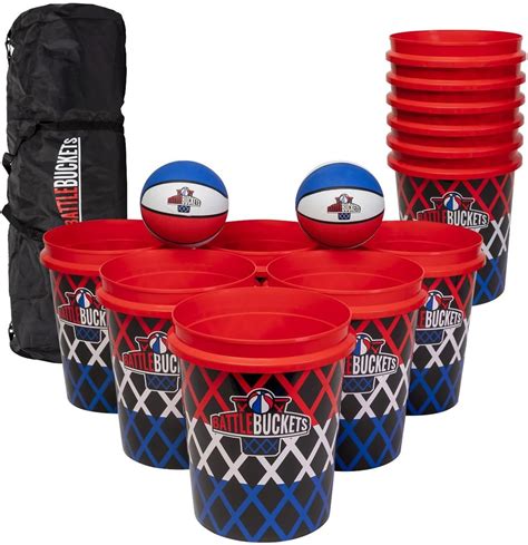 Battle Buckets Giant Yard Pong X Basket Ball Game with Durable Balls ...