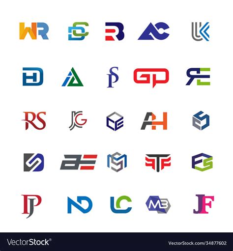 Initial letters combination set Royalty Free Vector Image