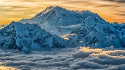 Aerial image of Mount Logan rising above the clouds in Kluane National Park, Yukon - Bing Gallery