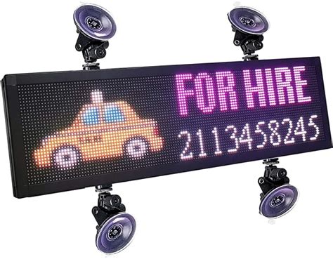 P4 LED Car Sign 12V -36V Led Sign Car Rear Window Message Board 21x6 inch RGB Full Color Indoor ...