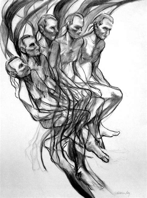 Jump, abstract figure drawing Drawing by Kathleen Ney | Saatchi Art