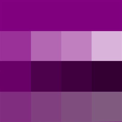 #Purple (Hue) ( pure color ) with Tints (hue + white), Shades (hue + black) and Tones (hue ...