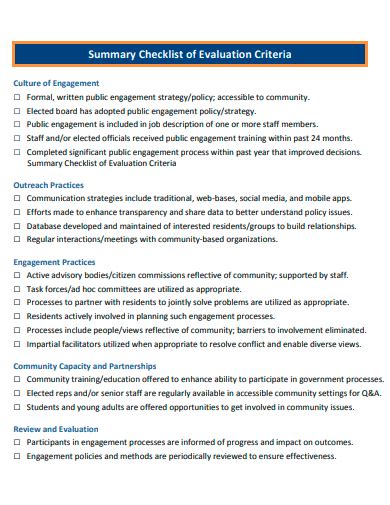 FREE 18+ Summary Checklist Samples in MS Word | Google Sheets | PDF