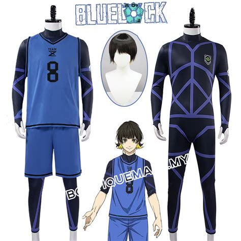 Anime Blue Lock Football Jersey Meguru Bachira Cosplay Costume Wig Team Z Sportswear Set No.8 ...