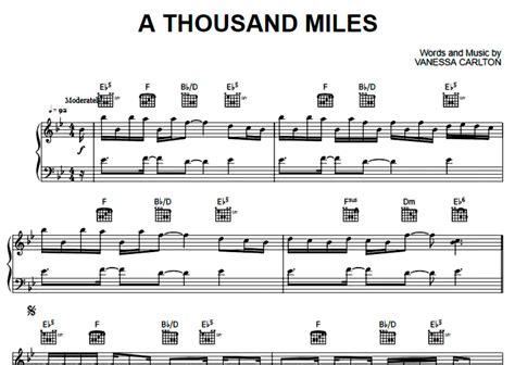 Vanessa Carlton-A Thousand Miles Free Sheet Music PDF for Piano | The Piano Notes