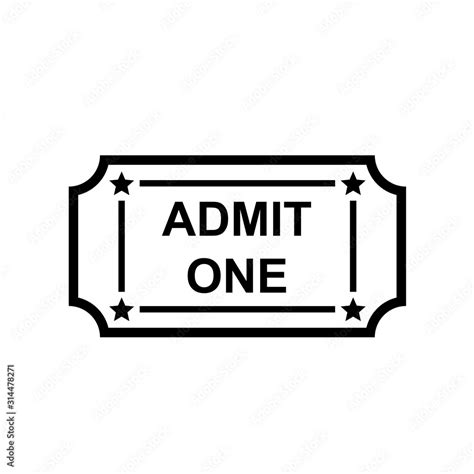 Admit one ticket outline icon. Clipart image isolated on white ...