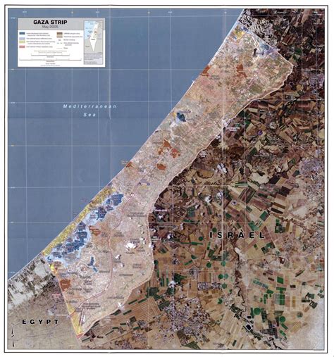 Large detailed satellite map of Gaza Strip with other marks - 2005 ...