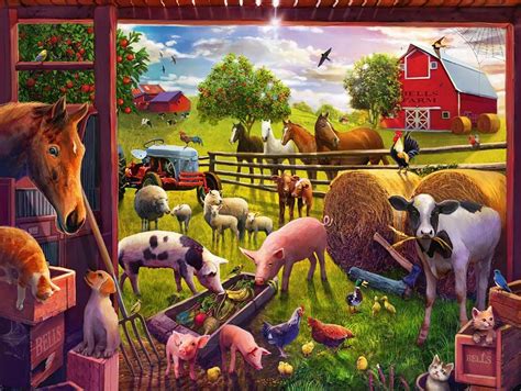 Animals of Bells Farm, 24 Pieces, Ravensburger | Puzzle Warehouse in 2021 | Rooster art, Farm ...