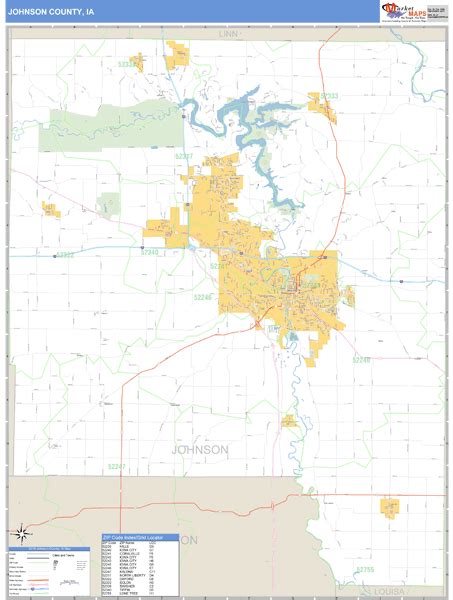 Johnson County, Iowa Zip Code Wall Map | Maps.com.com