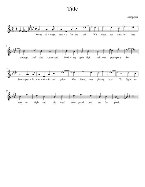 Coast Guard Hymn sheet music for Piano download free in PDF or MIDI