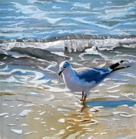 Daily Paintworks - "seagull on the beach" - Original Fine Art for Sale ...