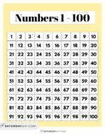 Hundreds Chart Printable - 19 Free Numbers 1 to 100 worksheets | SaturdayGift