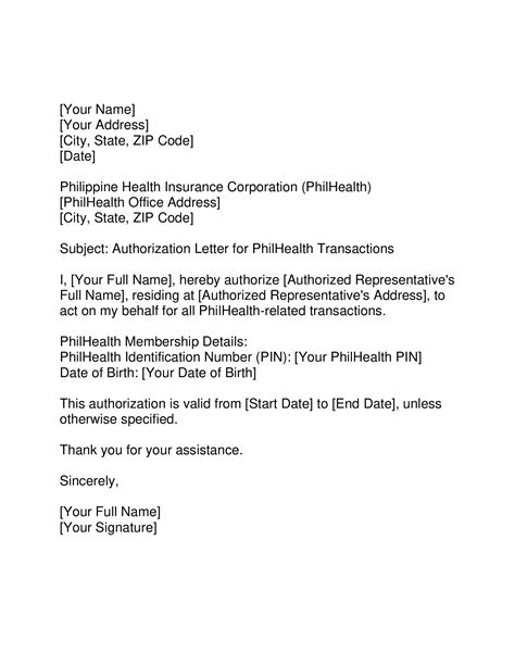 Sample Authorization Letter To Process Documents In Philhealth ...