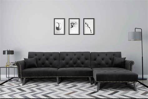 115'' Convertible Sectional Sofa,Velvet Corner Sofa Bed Couch Sleeper,L ...