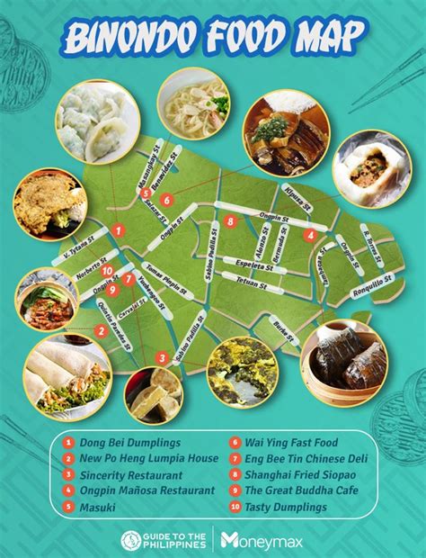 Map of 10 streetside shops in Binondo by Moneymax | Food map, Food ...